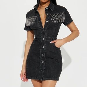 Denim Mini Dress Embellished